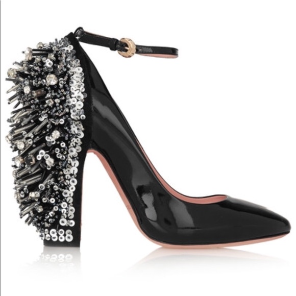 Rochas Shoes - ROCHAS Embellished Patent Leather Pump Ankle Strap